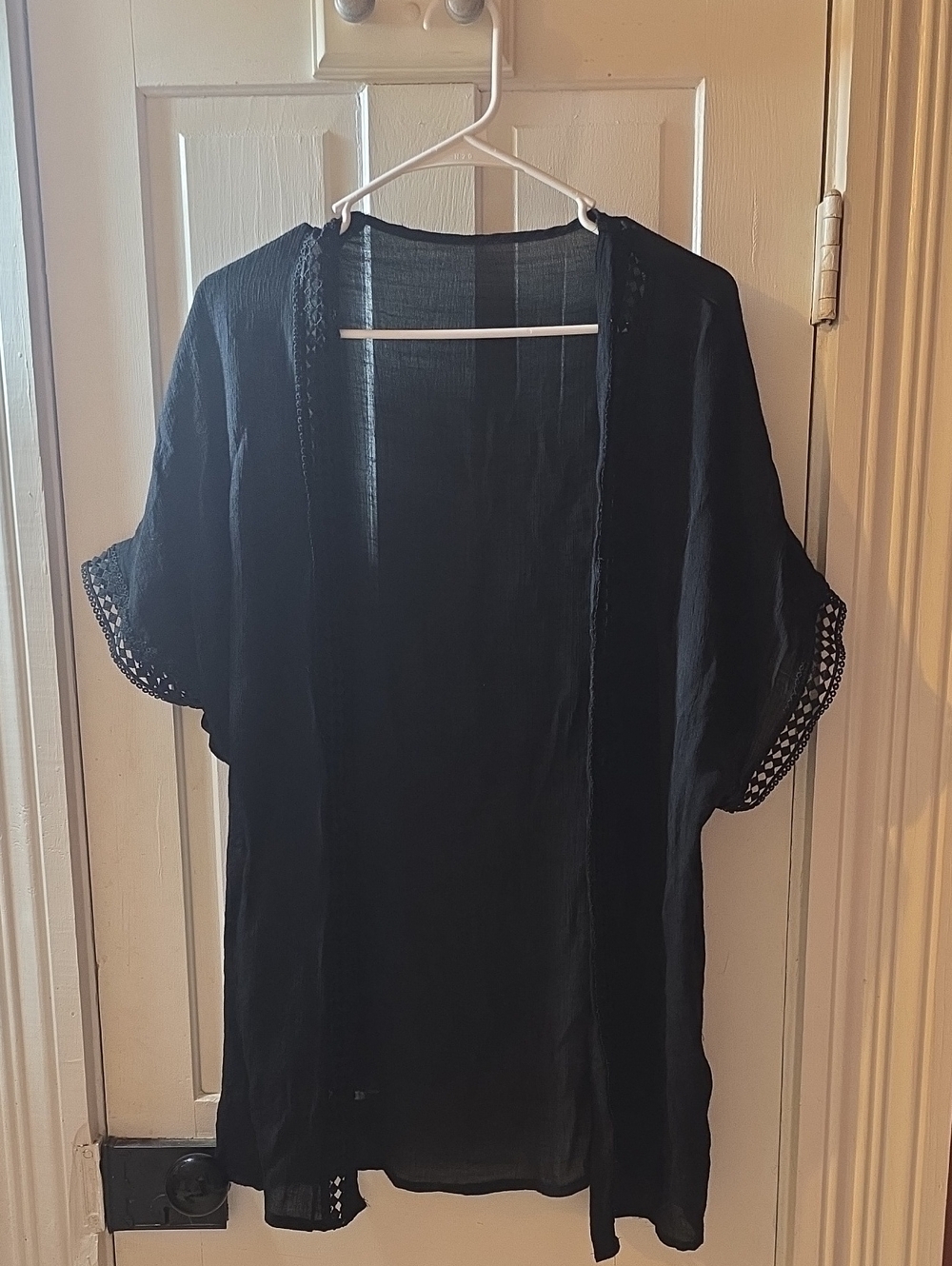 Black Open-Front Swim Cover Up